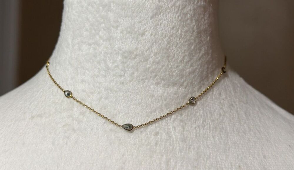 Anthropologie Serefina Gold Tone Station Delicate Chain Necklace Boho